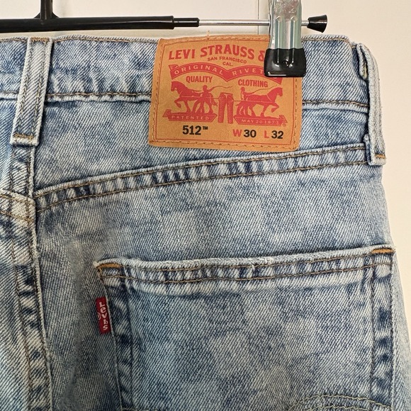 Levi's 512 Slim Taper Fit Stretch Mens Size 30/32 Jeans Blue Checkered - Picture 3 of 4